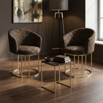 Sillas de comedor Sala de estar de lujo Multicolor 2 sillas Metal Moderno nuevo