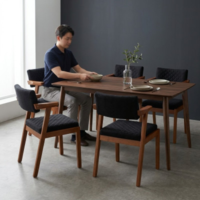 Mesa de comedor Silla Madera Moderna Muebles 4 Sillas Negro Diseño de Lujo Mobiliario