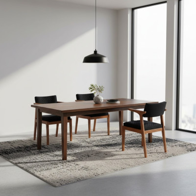 Mesa de comedor Silla Madera Moderna Muebles 4 Sillas Negro Diseño de Lujo Mobiliario