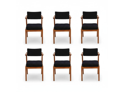 Silla de comedor de lujo moderna de madera 6 sillas negras de diseño de muebles