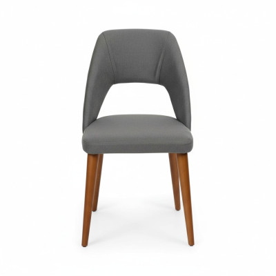 Silla de madera de diseñador de color gris-marrón. Marco de madera de lujo.