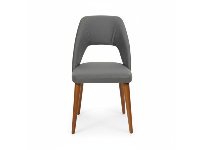 Silla de madera de diseñador de color gris-marrón. Marco de madera de lujo.