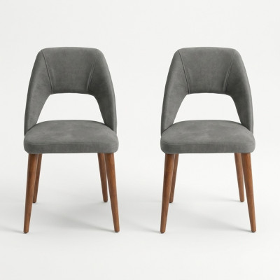 Sillas de comedor exclusivas en color gris-marrón. Sillas de madera de lujo tapizadas.