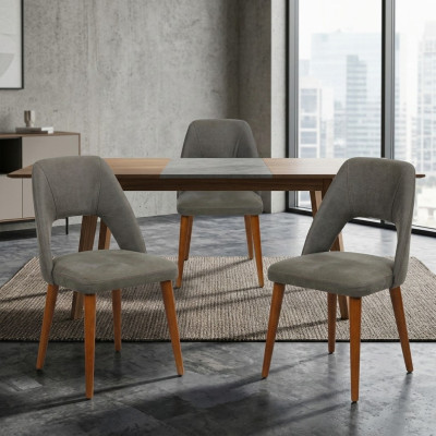 Exclusivo set de 4 sillas tapizadas de diseñador para muebles de cocina.