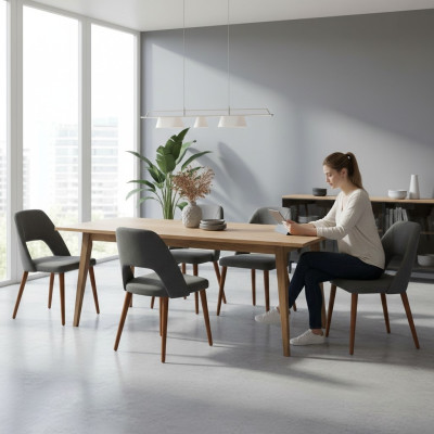 Silla de diseñador 6x sillas Silla de madera Silla de comedor Lujo Madera Nueva Muebles Nuevos