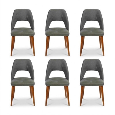 Silla de diseñador 6x sillas Silla de madera Silla de comedor Lujo Madera Nueva Muebles Nuevos