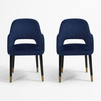 Exclusivas 2 sillas modernas azules de cocina, diseño de muebles con armazón de madera.