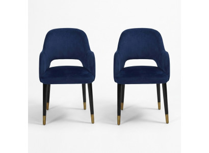 Exclusivas 2 sillas modernas azules de cocina, diseño de muebles con armazón de madera.