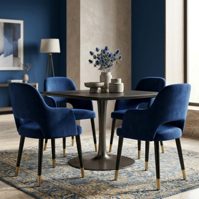 Lujo 4 sillas Lujo Muebles de cocina azules Silla de comedor de diseñador Muebles de madera