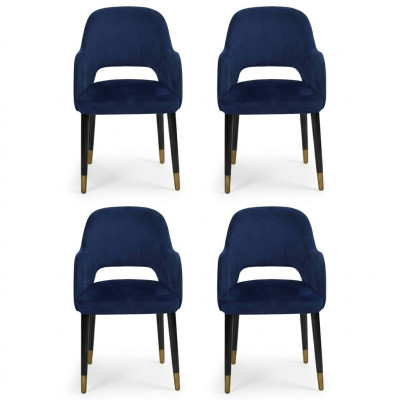 Lujo 4 sillas Lujo Muebles de cocina azules Silla de comedor de diseñador Muebles de madera