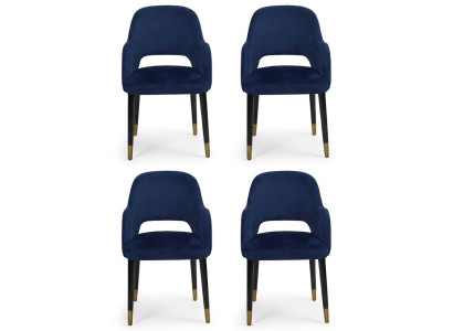 Lujo 4 sillas Lujo Muebles de cocina azules Silla de comedor de diseñador Muebles de madera