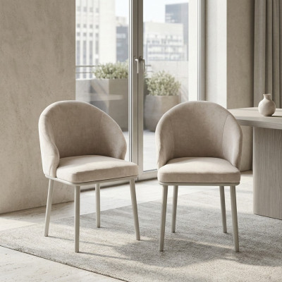 Comedor moderno Blanco 2 sillas Diseñador Cocina Mobiliario de asiento tapizado