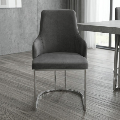 Silla acolchada de metal gris lujosa para el comedor sillas de cocina muebles