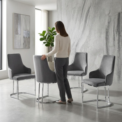 Juego de sillas de comedor gris Juego de sillas de comedor de lujo para muebles de cocina de 4 piezas.