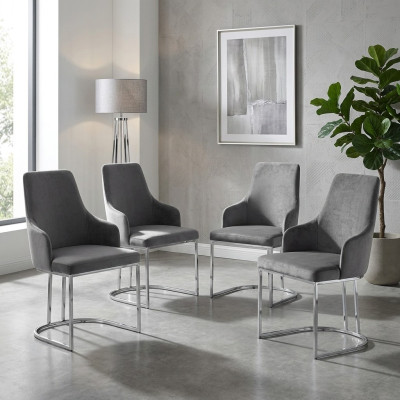 Juego de sillas de comedor gris Juego de sillas de comedor de lujo para muebles de cocina de 4 piezas.