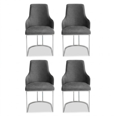 Juego de sillas de comedor gris Juego de sillas de comedor de lujo para muebles de cocina de 4 piezas.