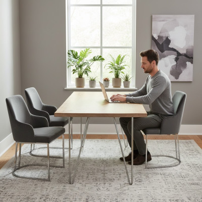 Moderno gris 6 sillas de comedor de metal silla de comedor muebles de diseñador sillas de lujo