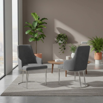 Moderno gris 6 sillas de comedor de metal silla de comedor muebles de diseñador sillas de lujo