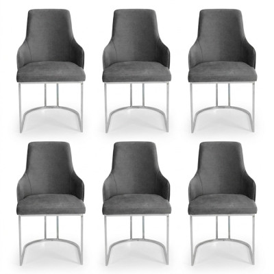 Moderno gris 6 sillas de comedor de metal silla de comedor muebles de diseñador sillas de lujo