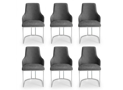 Moderno gris 6 sillas de comedor de metal silla de comedor muebles de diseñador sillas de lujo