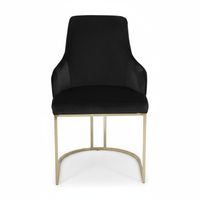 Moderna silla textil negra de comedor de metal para una persona, mueble de diseño.