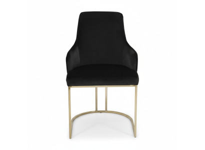 Moderna silla textil negra de comedor de metal para una persona, mueble de diseño.