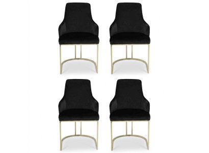 Diseñador 4 sillas de metal negro de lujo de acero inoxidable.
