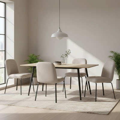 Grupo de sillas de 4 piezas, juego de sillas con tapizado textil, asiento acolchado, acero inoxidable, nuevo para comedor.