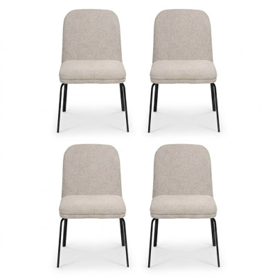 Grupo de sillas de 4 piezas, juego de sillas con tapizado textil, asiento acolchado, acero inoxidable, nuevo para comedor.