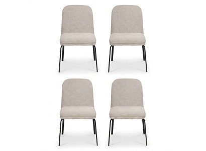 Grupo de sillas de 4 piezas, juego de sillas con tapizado textil, asiento acolchado, acero inoxidable, nuevo para comedor.