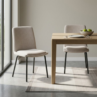Sillas tapizadas blancas, diseño de 2 sillas de comedor, sillas de cocina modernas