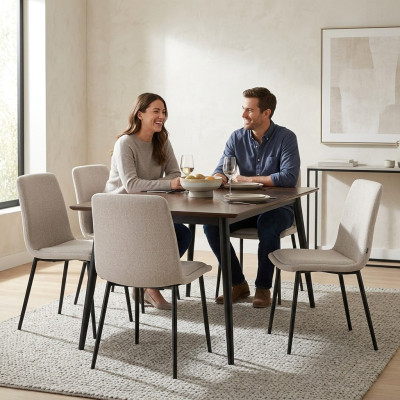 Conjunto de sillas de comedor de metal con cojines, conjunto de 4 sillas tapizadas en tela.