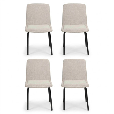 Conjunto de sillas de comedor de metal con cojines, conjunto de 4 sillas tapizadas en tela.