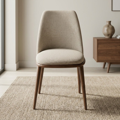 Dos sillas de comedor blancas. Mobiliario lujoso de comedor. Muebles de diseñador.