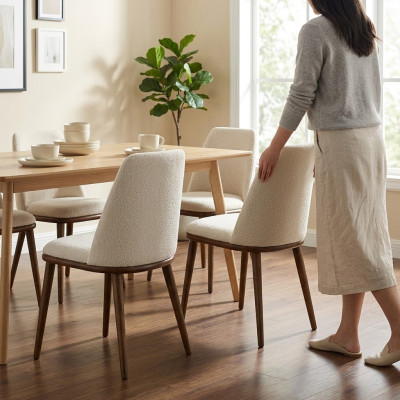 Conjunto de sillas blancas de diseñador 4x sillas de cocina Muebles de lujo Estructura de madera