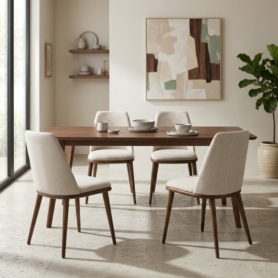 Conjunto de sillas blancas de diseñador 4x sillas de cocina Muebles de lujo Estructura de madera