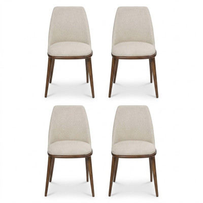 Conjunto de sillas blancas de diseñador 4x sillas de cocina Muebles de lujo Estructura de madera