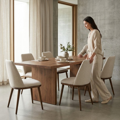 Comedor moderno blanco 6 sillas Muebles de madera Sillas de diseño de lujo decoración.