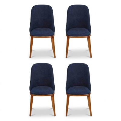 Elegantes sillas de comedor azules con marco de madera diseñado silla de cocina moderna