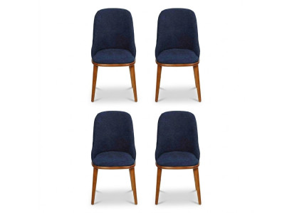 Elegantes sillas de comedor azules con marco de madera diseñado silla de cocina moderna