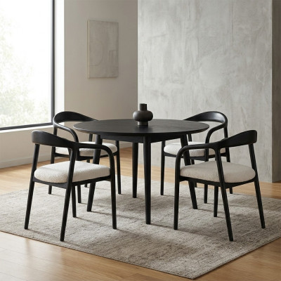 Elegante conjunto de 4 sillas de comedor de acero inoxidable negro modernas diseñadas de estilo.