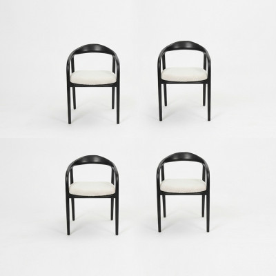 Elegante conjunto de 4 sillas de comedor de acero inoxidable negro modernas diseñadas de estilo.