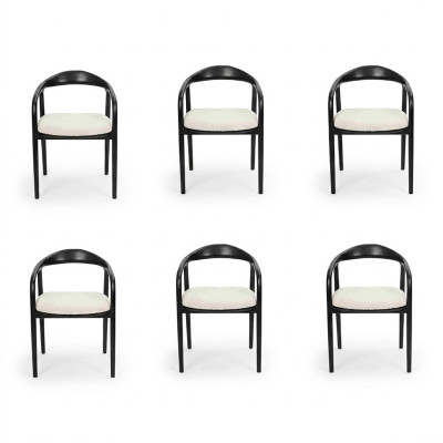 Elegante 6 sillas de comedor de acero inoxidable negro moderno Silla de diseñador de metal.