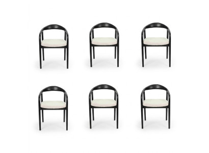 Elegante 6 sillas de comedor de acero inoxidable negro moderno Silla de diseñador de metal.