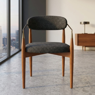 Silla de comedor gris con brazos acolchada muebles de lujo