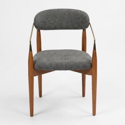 Silla de comedor gris 2 sillas con reposabrazos Tapizado Mobiliario de lujo Muebles