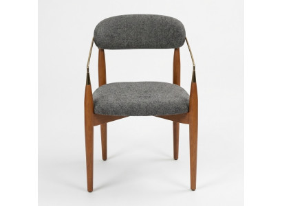 Silla de comedor gris 2 sillas con reposabrazos Tapizado Mobiliario de lujo Muebles