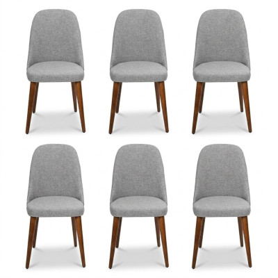 Silla de diseñador 6x Sillas Silla de comedor de madera gris de lujo de madera nueva