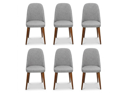Silla de diseñador 6x Sillas Silla de comedor de madera gris de lujo de madera nueva