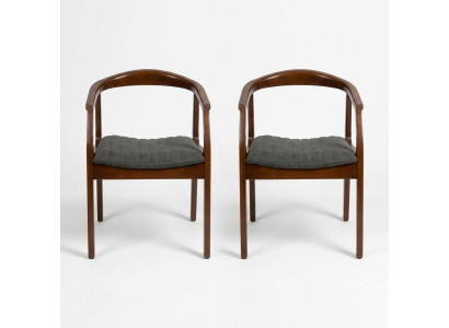 Silla marrón diseño sala de estar comedor madera 2 sillas tapizadas con reposabrazos